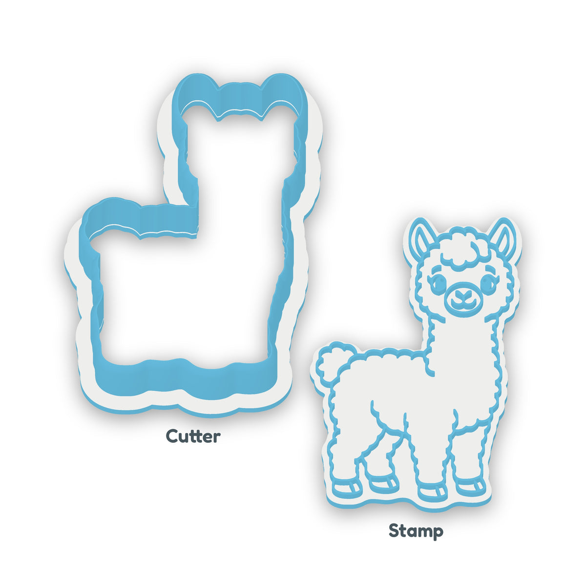 Alpaca separate cookie cutter and matching embosser