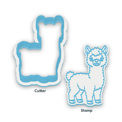 Alpaca separate cookie cutter and matching embosser