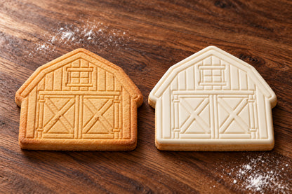 Barn plain and white fondant cookie examples