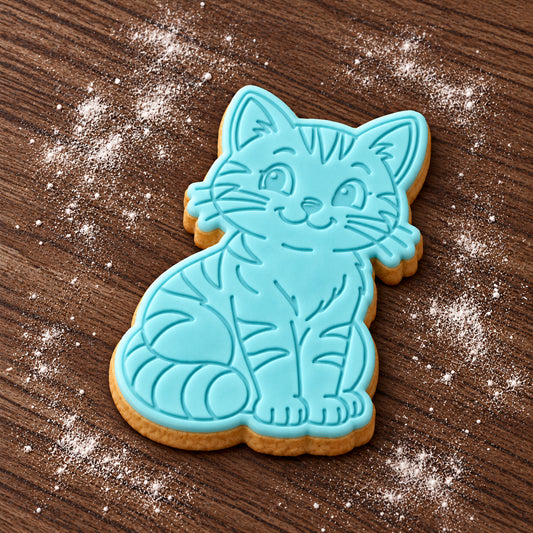 Barn Cat decorated fondant cookie