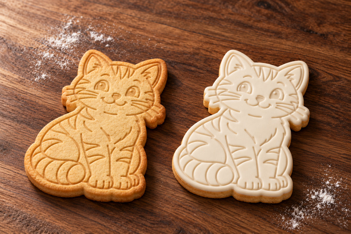 Barn Cat plain and white fondant cookie examples