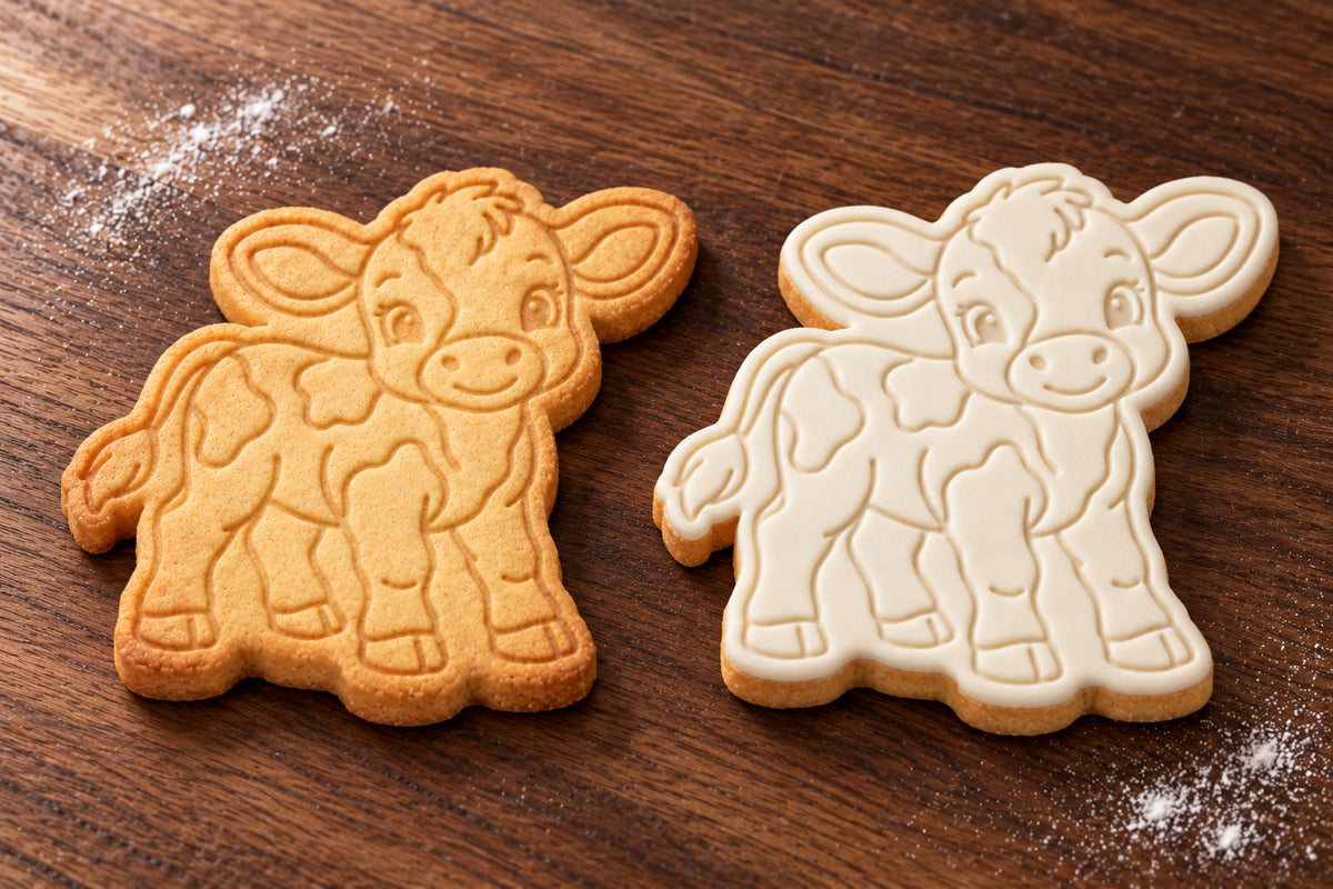 Calf plain and white fondant cookie examples