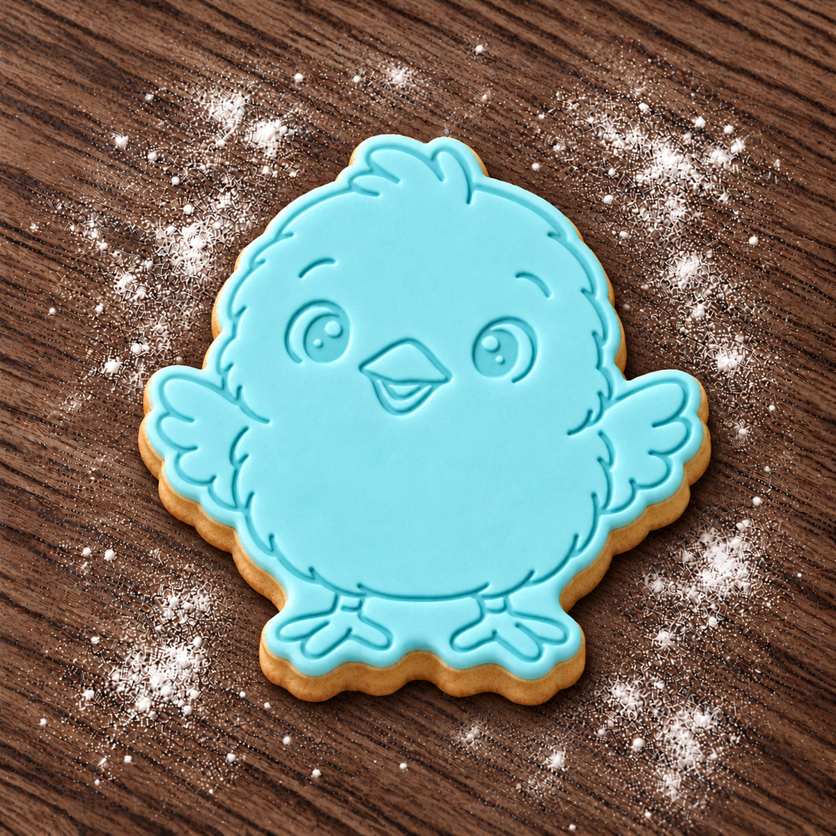 Chick decorated fondant cookie