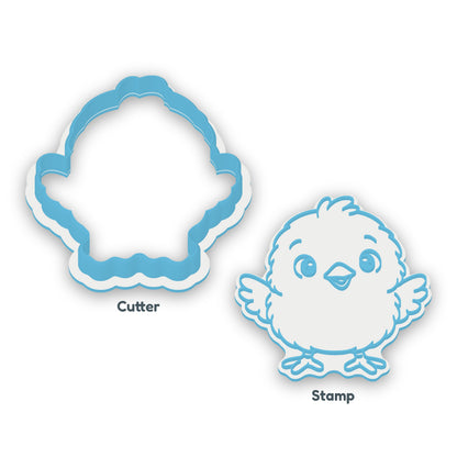 Chick separate cookie cutter and matching embosser