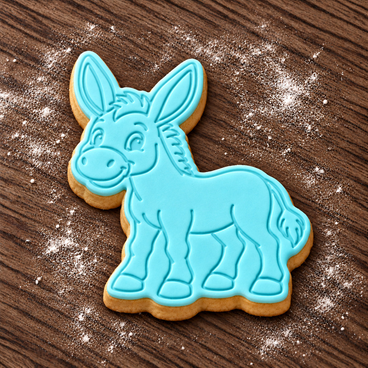 Donkey decorated fondant cookie