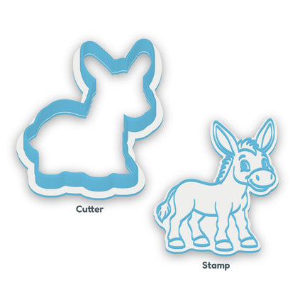 Donkey separate cookie cutter and matching embosser