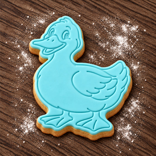 Duck decorated fondant cookie