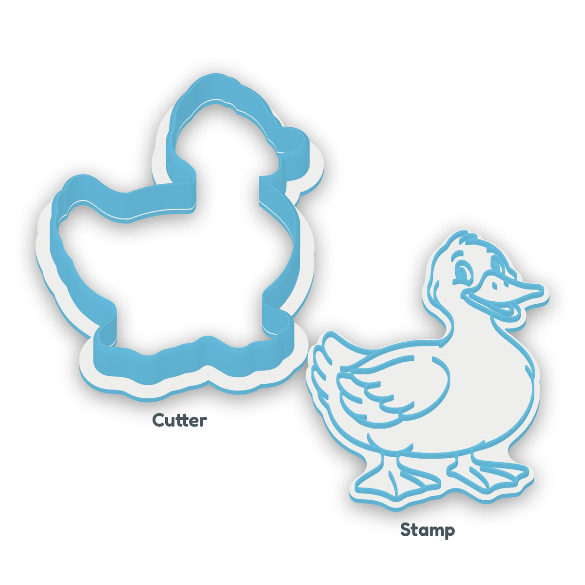 Duck separate cookie cutter and matching embosser