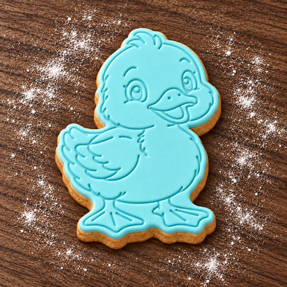Duckling decorated fondant cookie