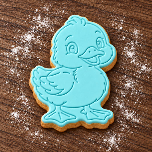 Duckling decorated fondant cookie