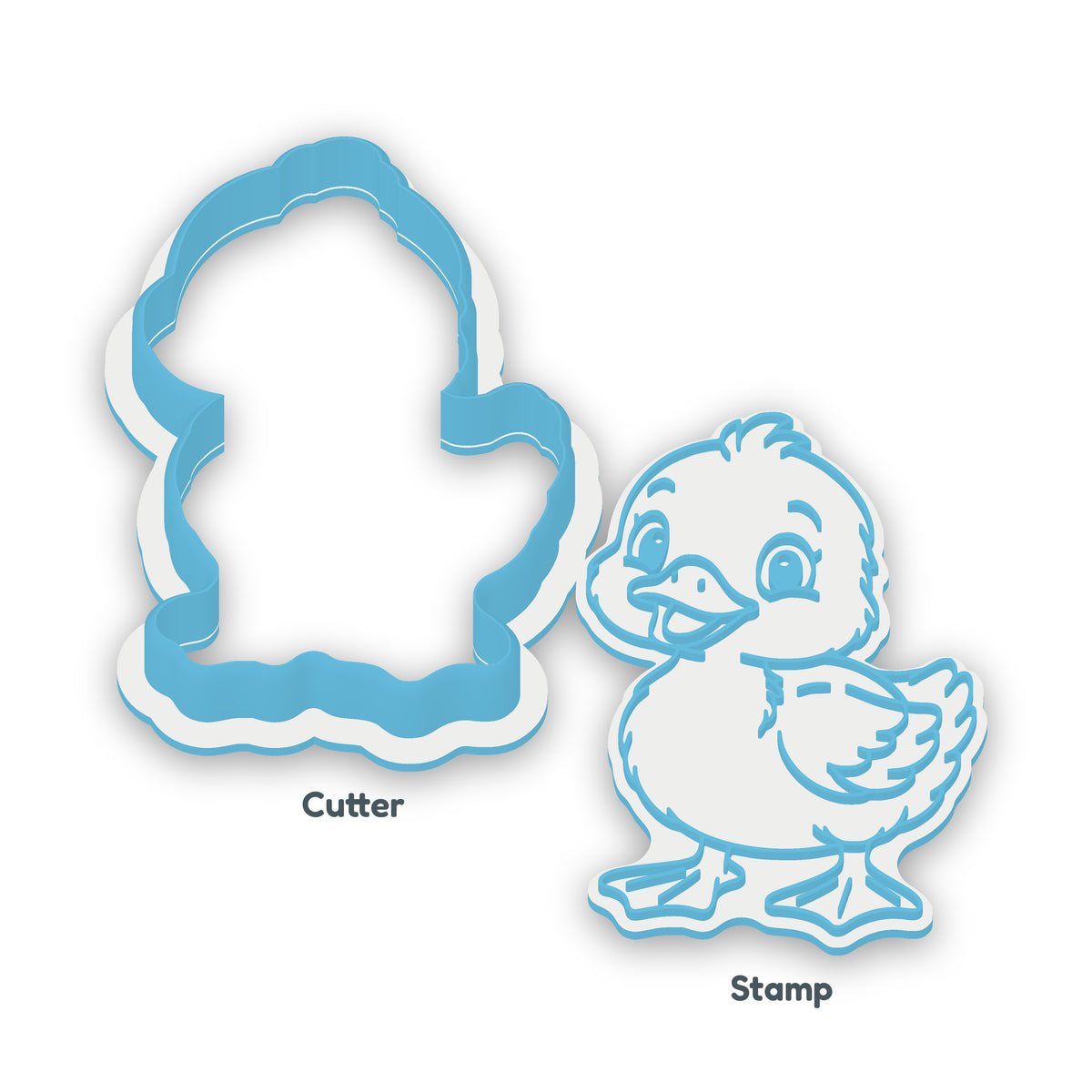 Duckling separate cookie cutter and matching embosser