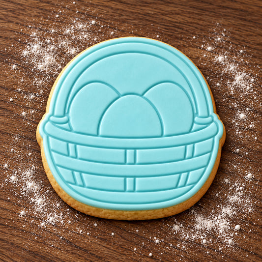 Egg Basket decorated fondant cookie