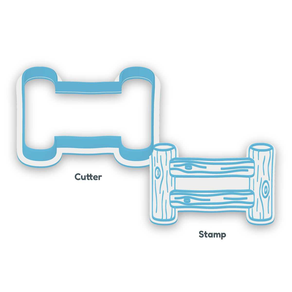 Fence separate cookie cutter and matching embosser