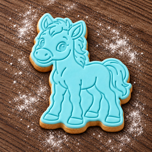 Foal decorated fondant cookie