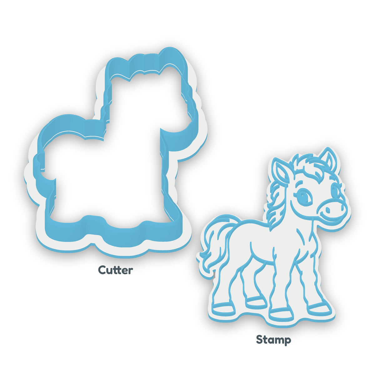 Foal separate cookie cutter and matching embosser