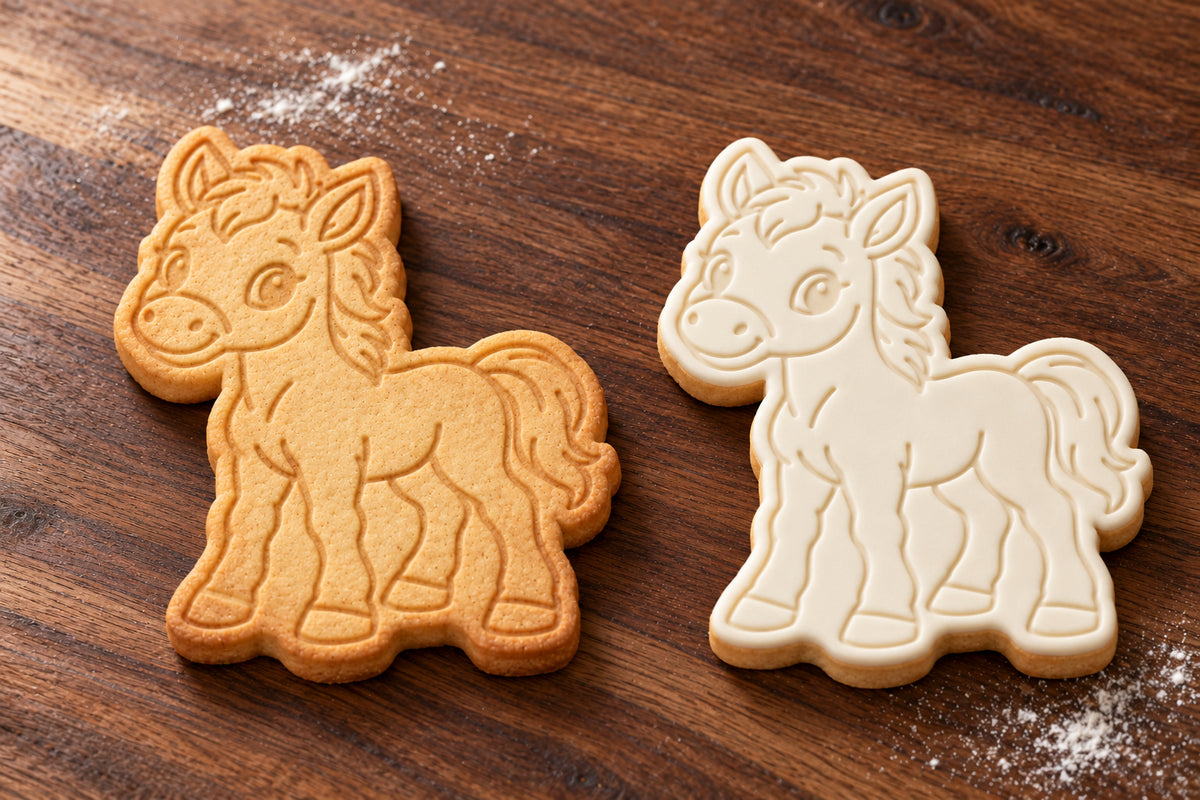 Foal plain and white fondant cookie examples
