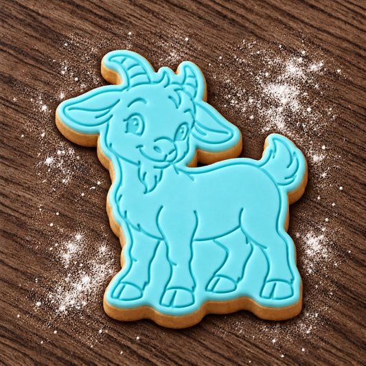 Goat decorated fondant cookie