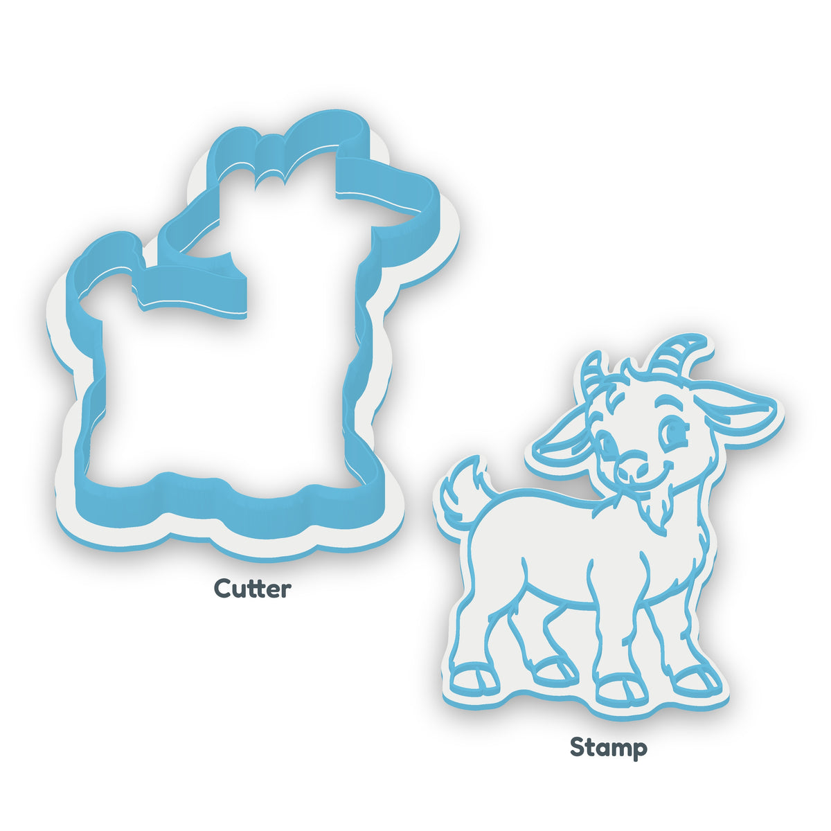 Goat separate cookie cutter and matching embosser
