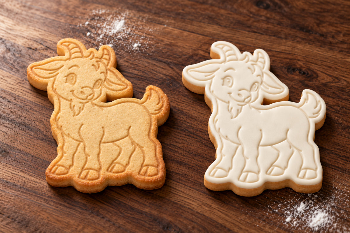 Goat plain and white fondant cookie examples