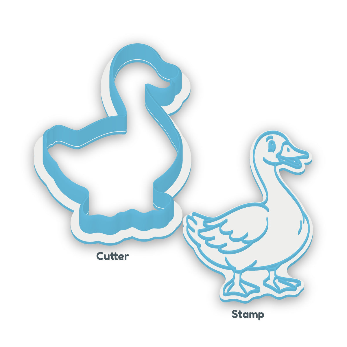 Goose separate cookie cutter and matching embosser
