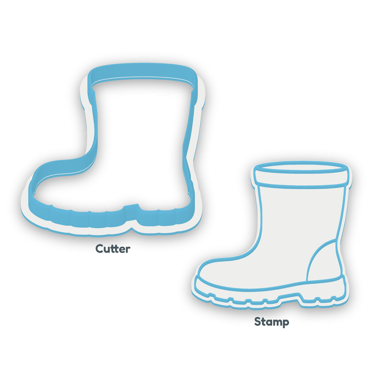 Gumboot separate cookie cutter and matching embosser