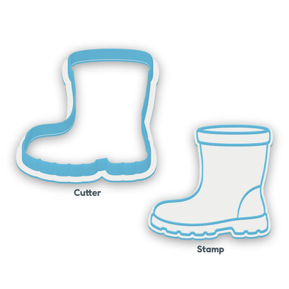 Gumboot separate cookie cutter and matching embosser