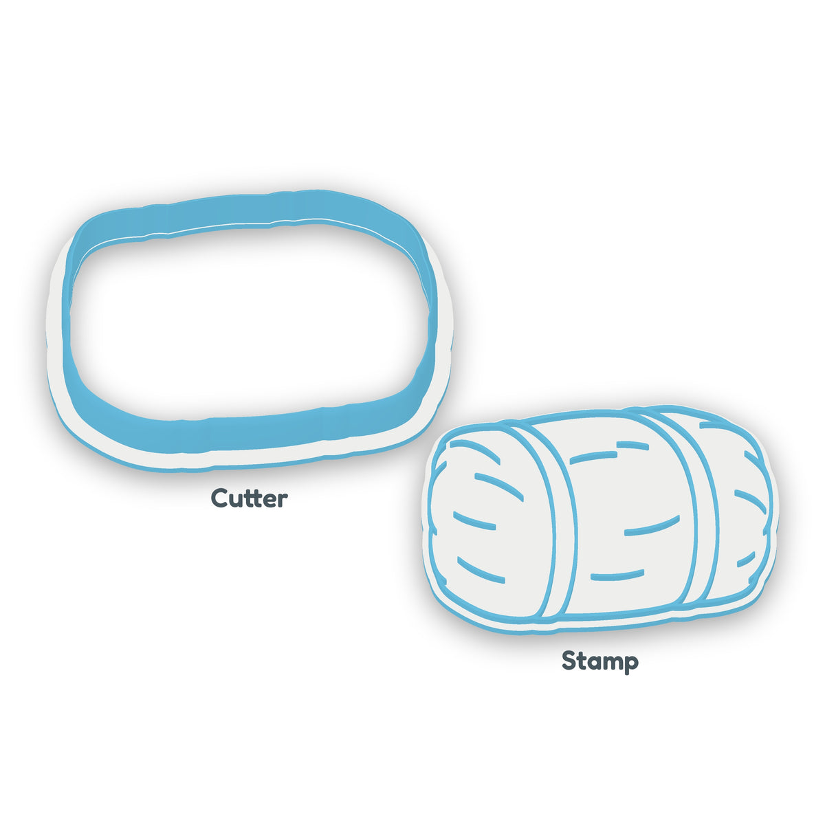 Hay Bale separate cookie cutter and matching embosser