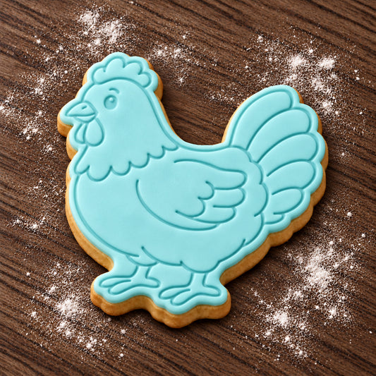 Hen decorated fondant cookie