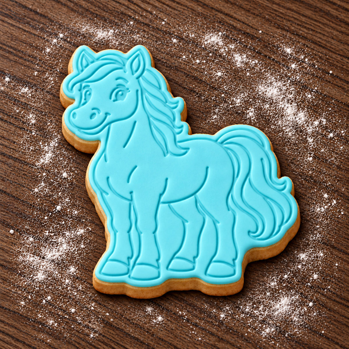 Horse decorated fondant cookie