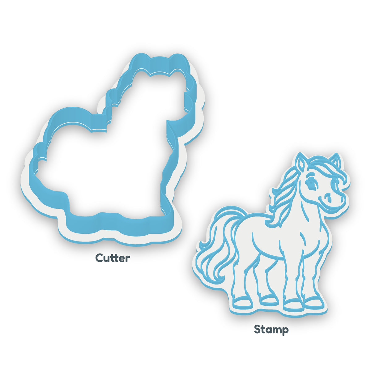 Horse separate cookie cutter and matching embosser