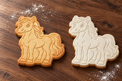 Horse plain and white fondant cookie examples