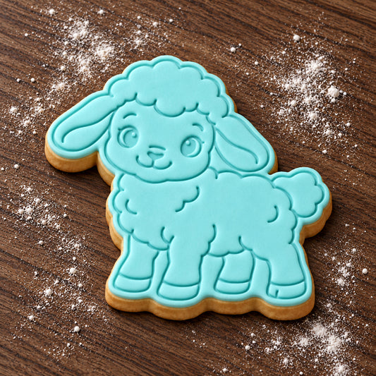 Lamb decorated fondant cookie