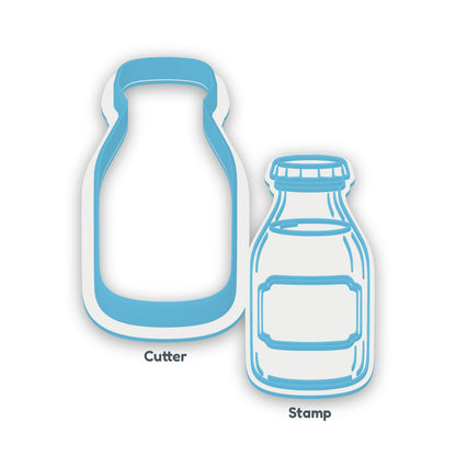 Milk Bottle separate cookie cutter and matching embosser