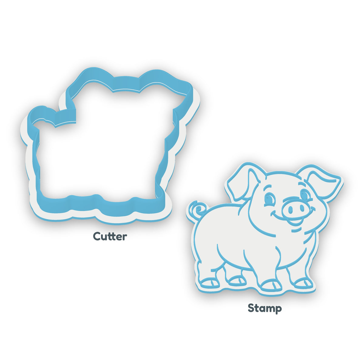 Pig separate cookie cutter and matching embosser