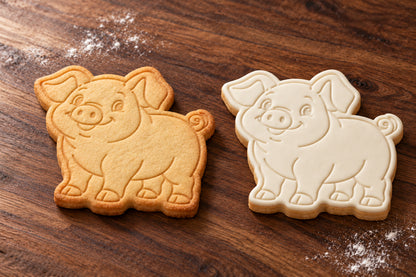 Pig plain and white fondant cookie examples