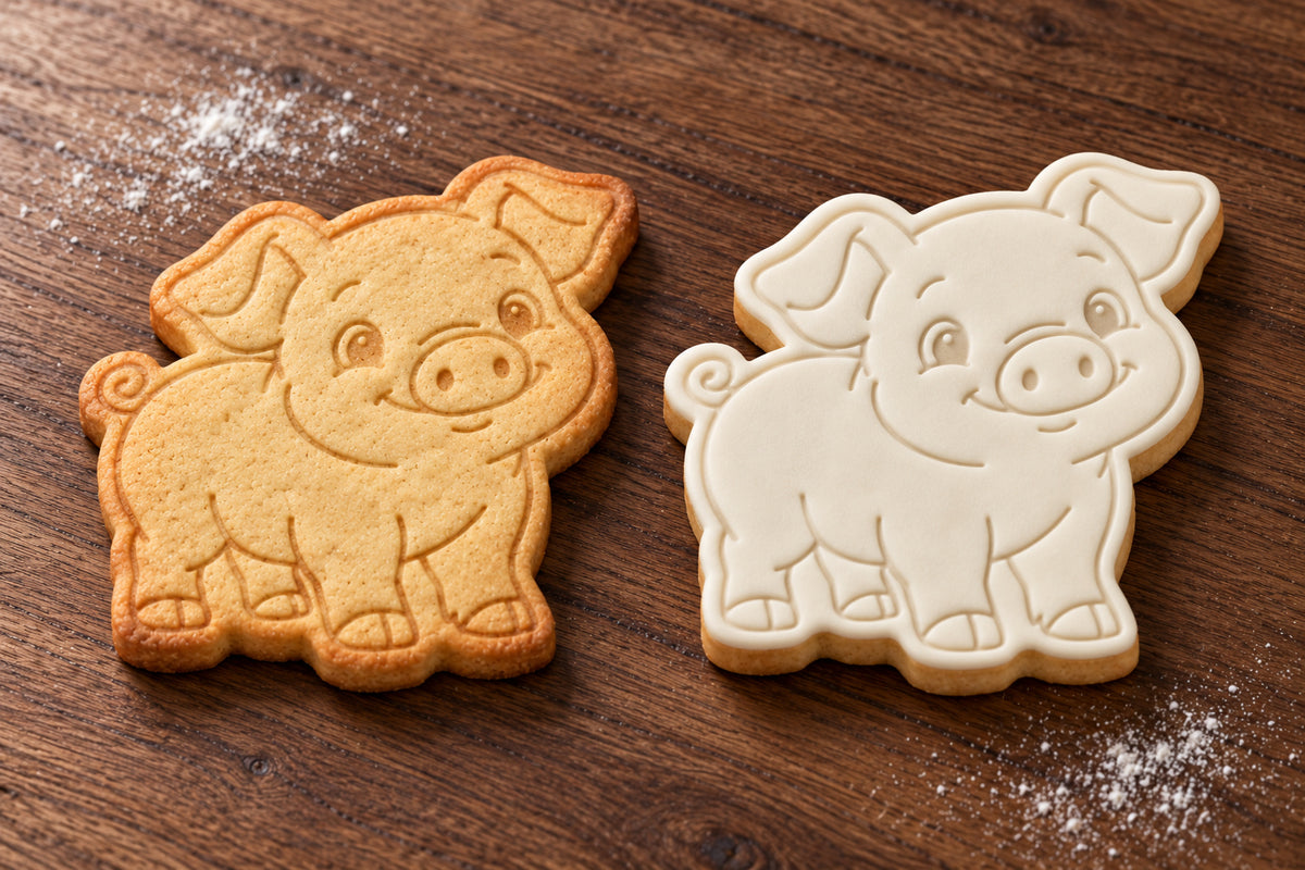 Piglet plain and white fondant cookie examples