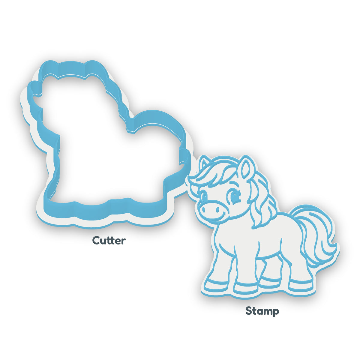 Pony separate cookie cutter and matching embosser