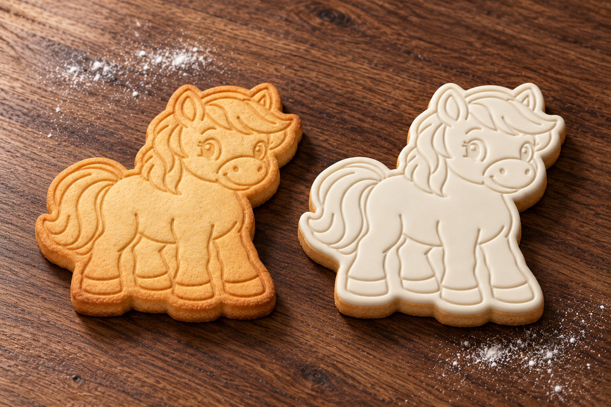 Pony plain and white fondant cookie examples