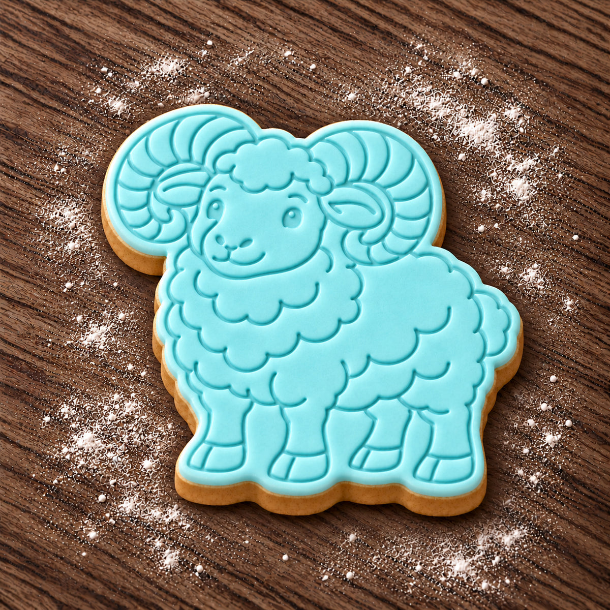 Ram decorated fondant cookie