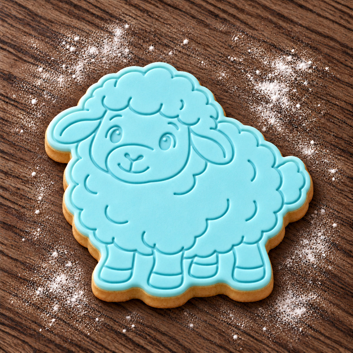 Sheep decorated fondant cookie