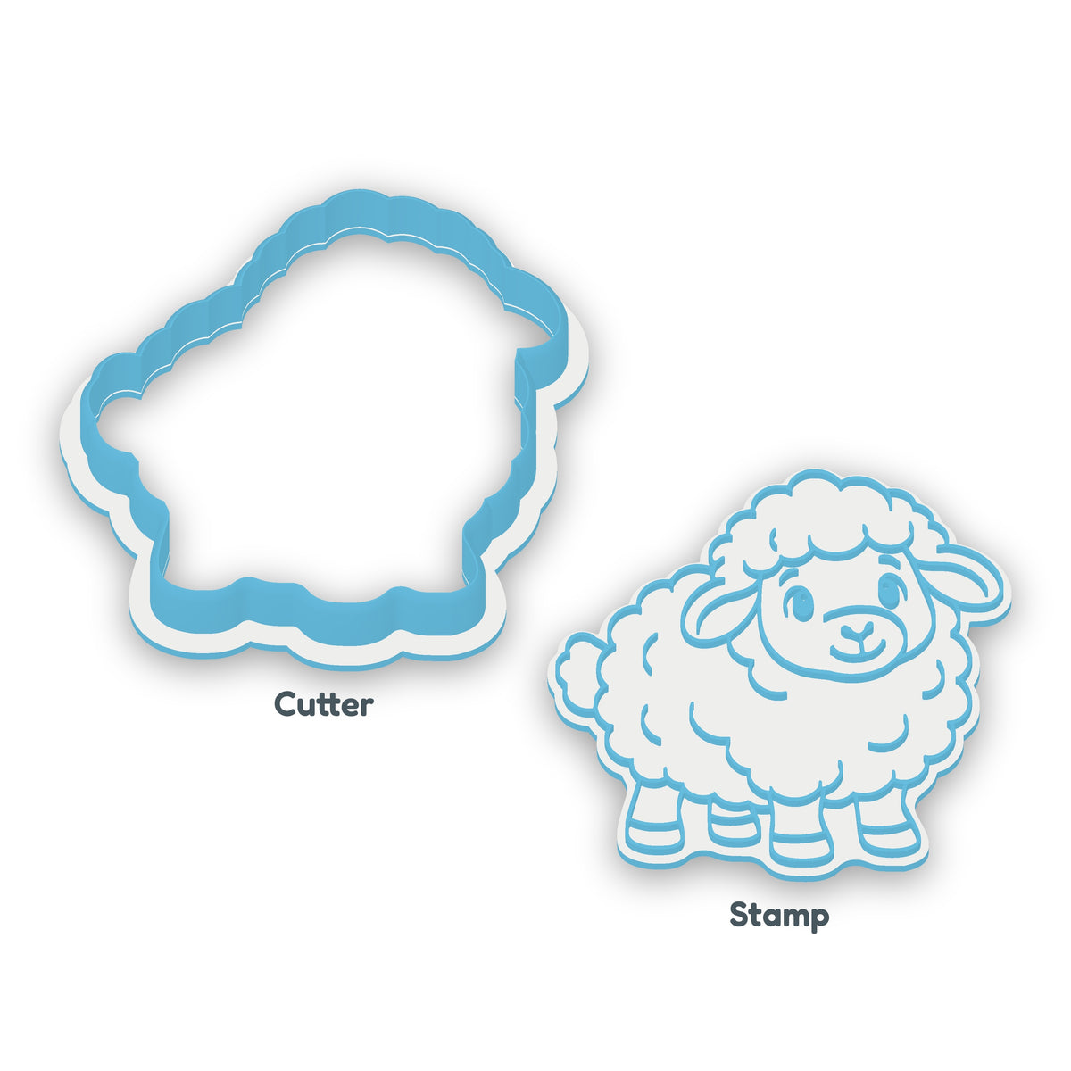 Sheep separate cookie cutter and matching embosser