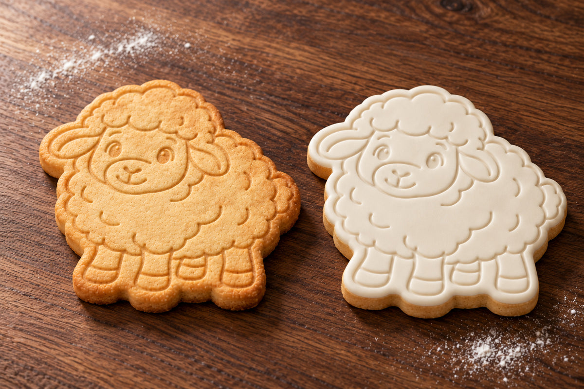 Sheep plain and white fondant cookie examples