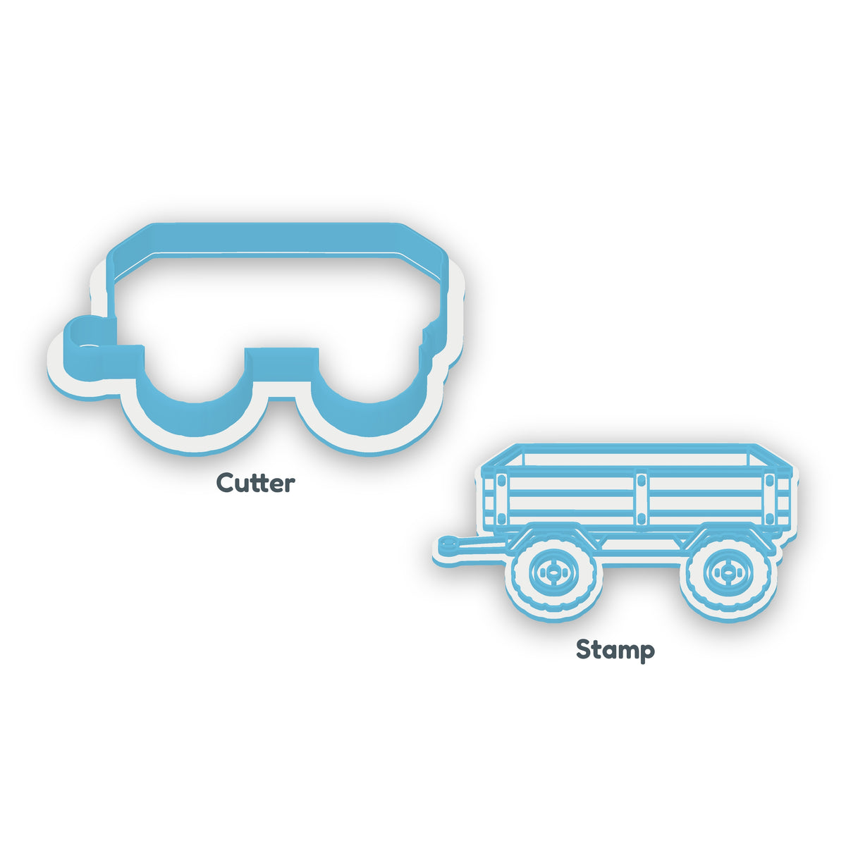 Trailer separate cookie cutter and matching embosser