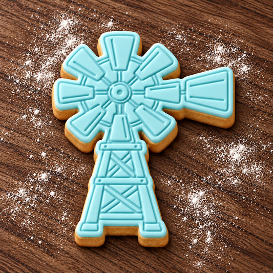 Windmill decorated fondant cookie