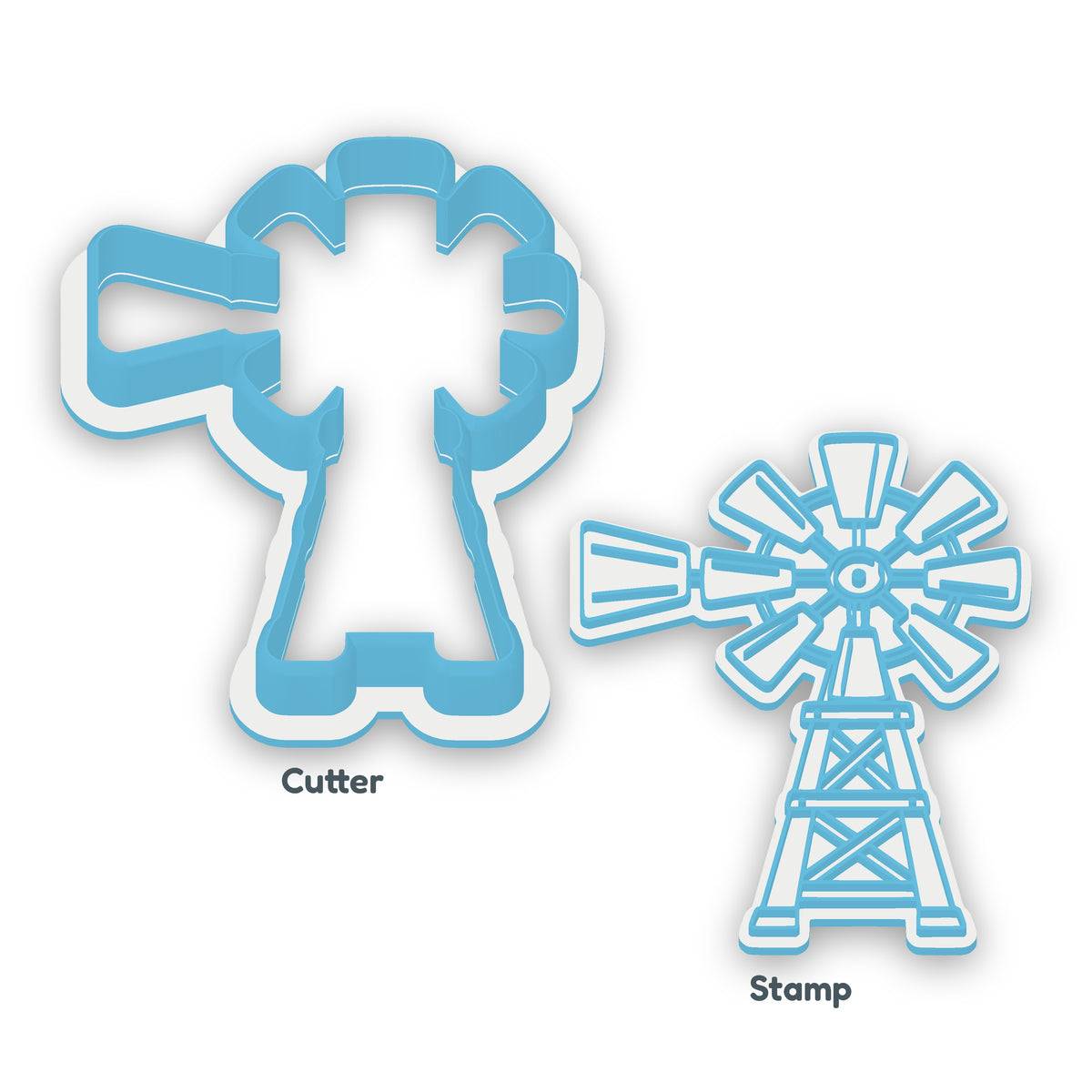 Windmill separate cookie cutter and matching embosser