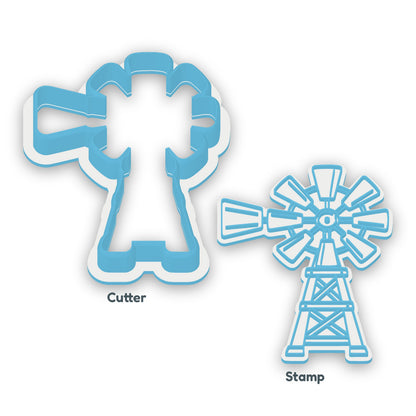 Windmill separate cookie cutter and matching embosser