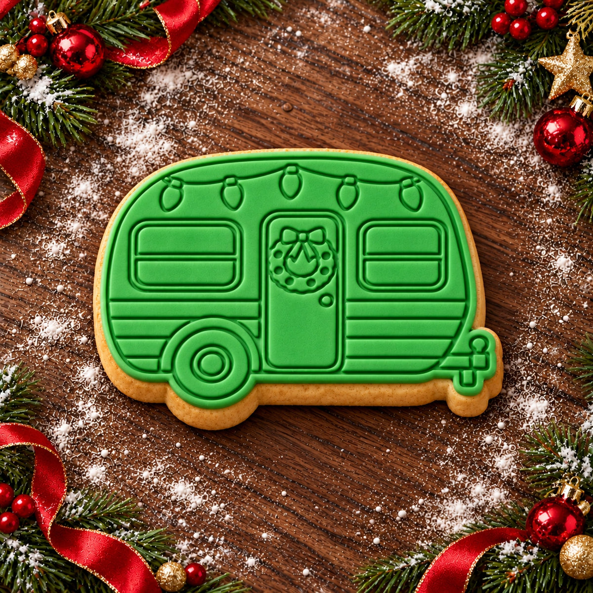 Festive Caravan cookie cutter and embosser set - image 1