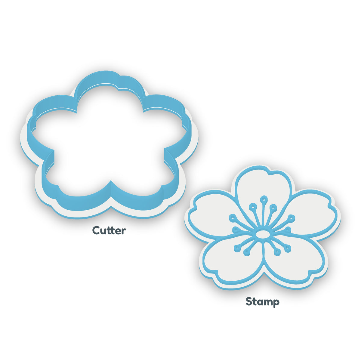 Blossom separate cookie cutter and matching embosser