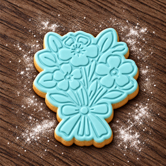 Bouquet decorated fondant cookie