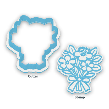 Bouquet separate cookie cutter and matching embosser
